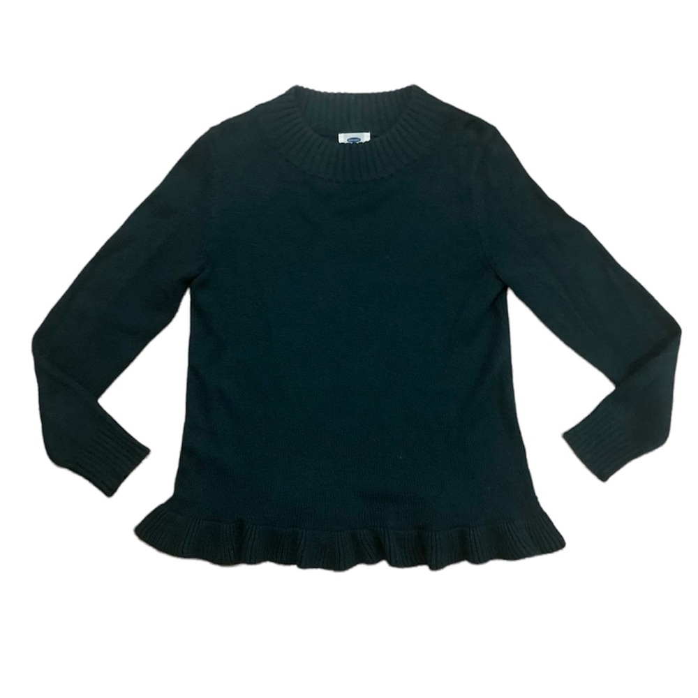 Old Navy green crew neck scalloped bottom sweater, SP - Picture 5 of 5